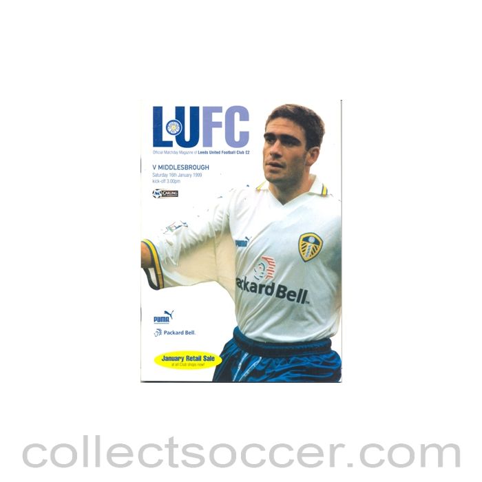 1999 - Leeds United v Middlesbrough official programme 16/01/1999