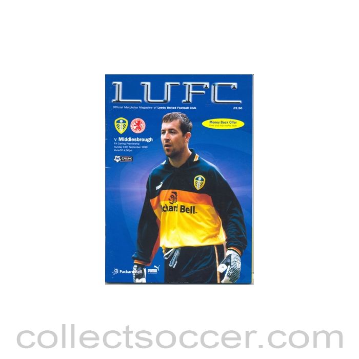 1999 - Leeds United v Middlesbrough official programme 19/09/1999