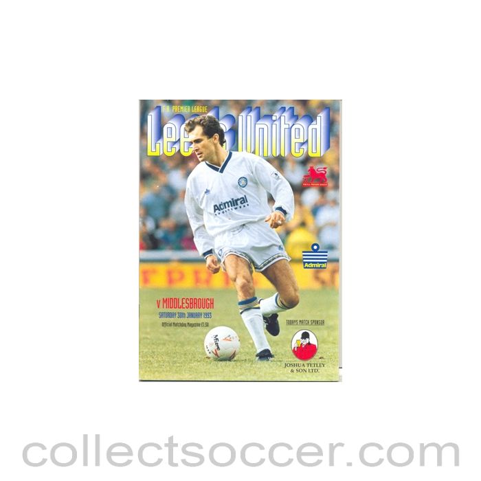 1993 - Leeds United v Middlesbrough official programme 30/01/1993