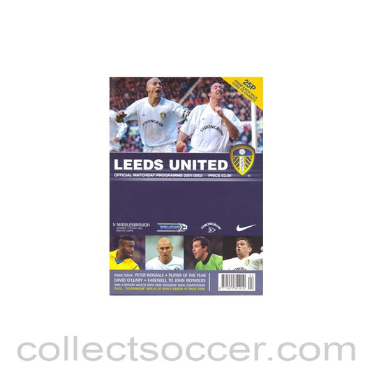 2002 - Leeds United v Middlesbrough official programme 11/05/2002