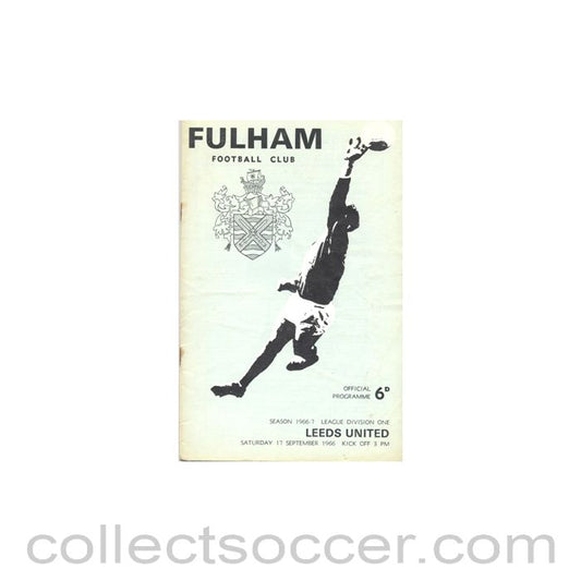 1966 - Fulham v Leeds United official programme 17/09/1966