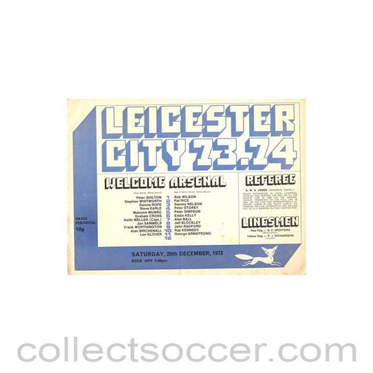 1973 - Leicester City v Arsenal official programme 29/12/1973