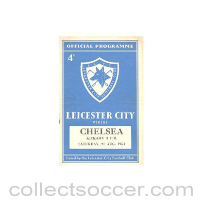 1954 - Leicester City v Chelsea Football programme 21/08/1954 - Chelsea's First Championship Season