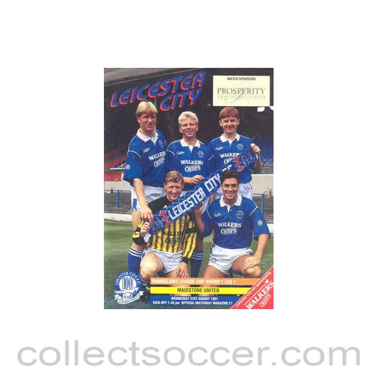 1991 - Leicester City v Maidstone United official programme 21/08/1991 Rumbelows League Cup