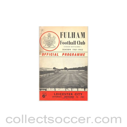 1961 - Fulham v Leicester City official programme 16/09/1961