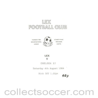 1984 - Lex vChelsea XI official programme 04/08/1984