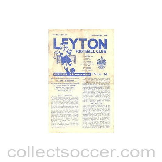 1957 - Leyton Orient v Dulwich Hamlet official programme 02/02/1957