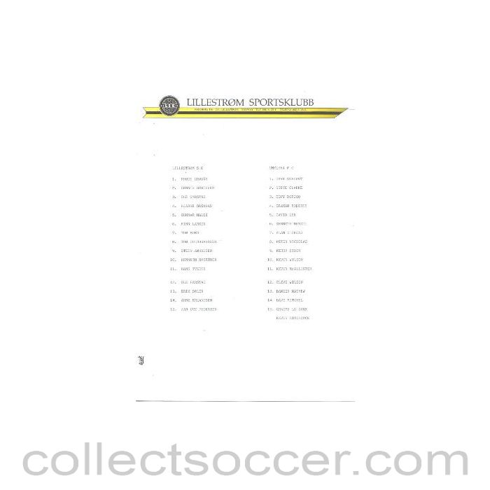 1989 - Lillestrom vChelsea official programme 1989-90