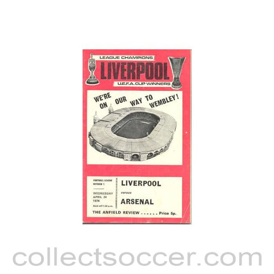 1974 - Liverpool v Arsenal official programme 24/04/1974