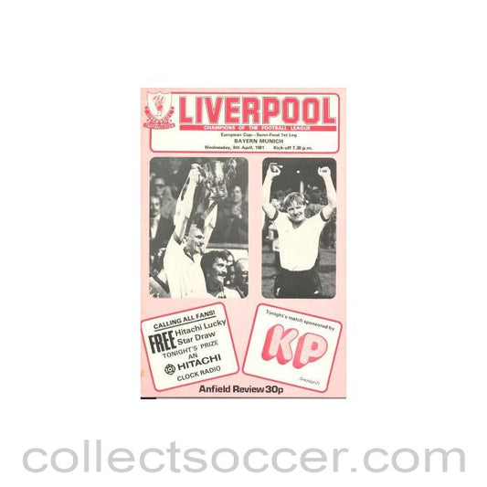1981 - Liverpool v Bayern Munich official programme 08/04/1981 European Cup Semi-Final