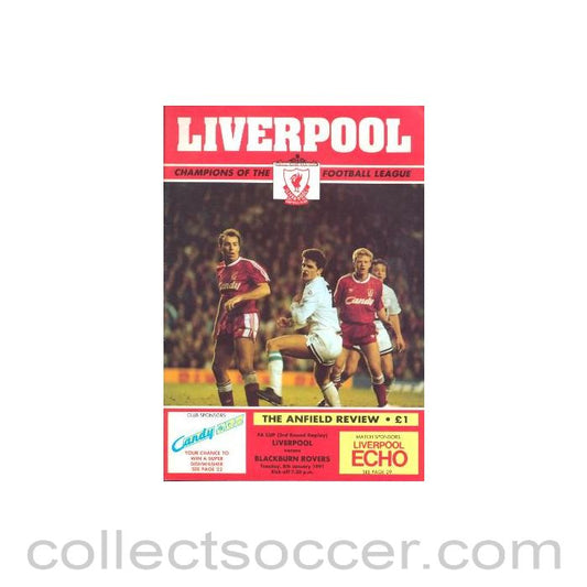 1991 - Liverpool v Blackburn Rovers official programme 08/01/1991