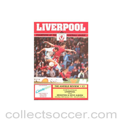 1991 - Liverpool v Brighton & Hove Albion official programme 26/01/1991