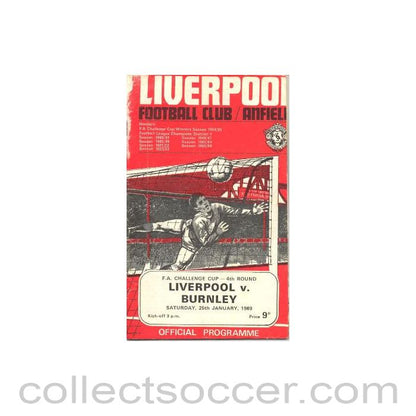 1969 - Liverpool v Burnley official programme 25/01/1969