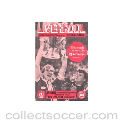 1982 - Liverpool v C.S.K.A. Sofia Bulgaria official programme 03/03/1982 European Cup