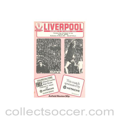 1981 - Liverpool v C.S.K.A. Sofia official programme 04/03/1981 European Cup