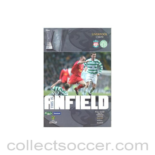 2003 - Liverpool v Celtic official programme 20/03/2003 UEFA Cup Quarter-Final 2nd Leg