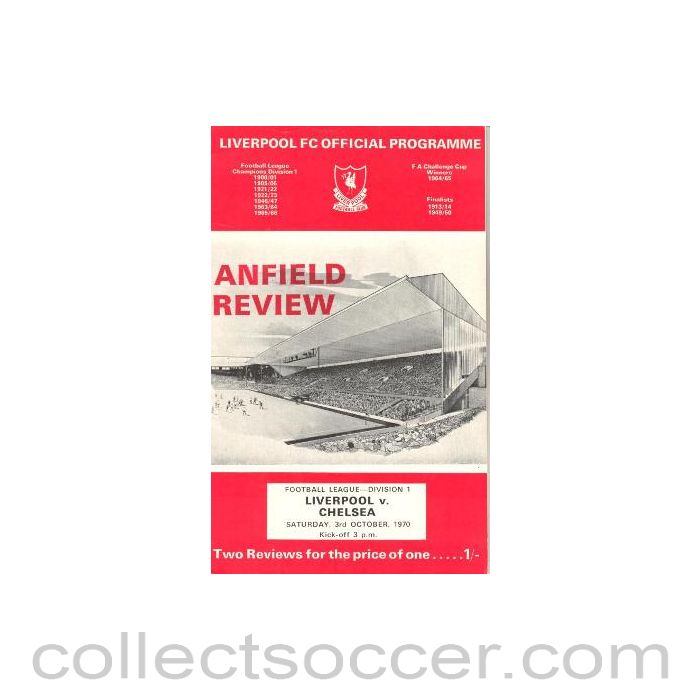 1970 - Liverpool vChelsea official programme 03/10/1970
