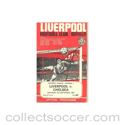 1967 - Liverpool vChelsea official programme 09/09/1967