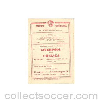1947 - Liverpool vChelsea official programme 11/10/1947