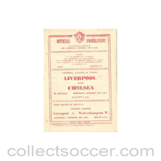 1947 - Liverpool vChelsea official programme 11/10/1947