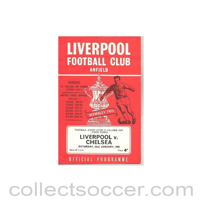 1966 - Liverpool vChelsea official programme 22/01/1966