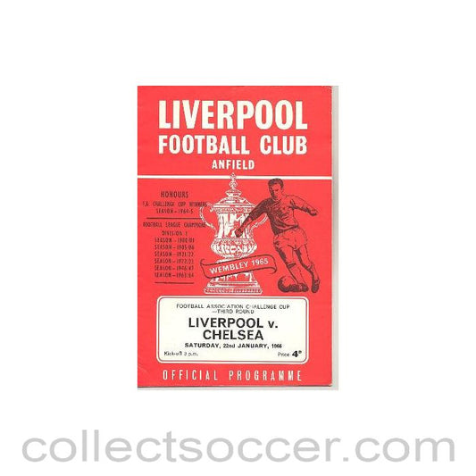 1966 - Liverpool vChelsea official programme 22/01/1966