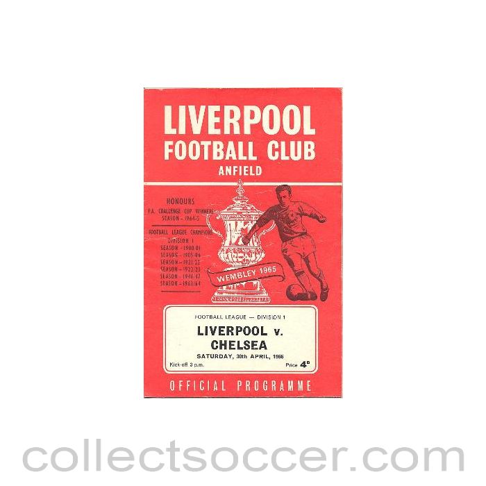 1966 - Liverpool vChelsea official programme 30/04/1966