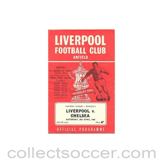 1966 - Liverpool vChelsea official programme 30/04/1966