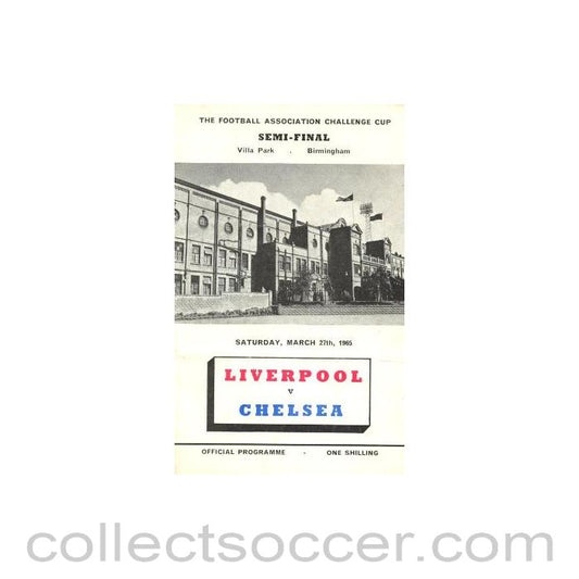 1965 FA Cup Semi-Final Programme Liverpool v Chelsea official programme 27/03/1965