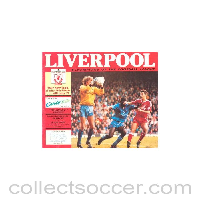 1990 - Liverpool v Luton Town official programme 10/11/1990