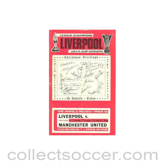 1973 - Liverpool v Manchester United official programme 22/12/1973 Football League