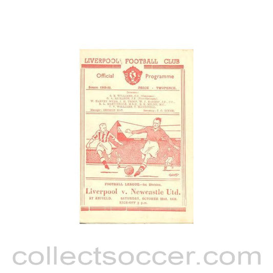 1949 - Liverpool v Newcastle United official programme 22/10/1949
