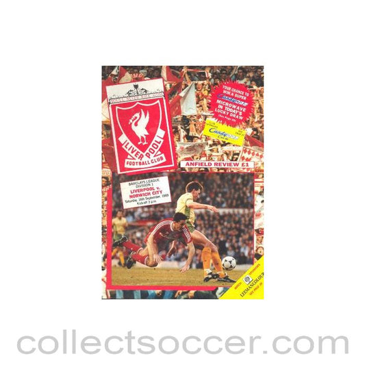 1989 - Liverpool v Norwich City official programme 16/09/1989