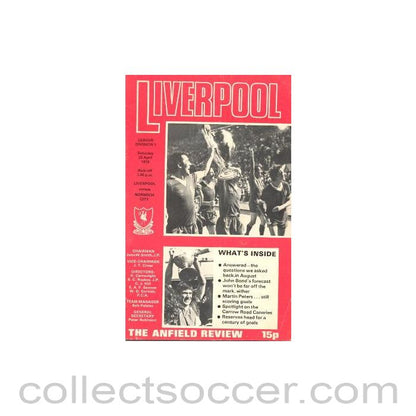 1978 - Liverpool v Norwich City official programme 22/04/1978