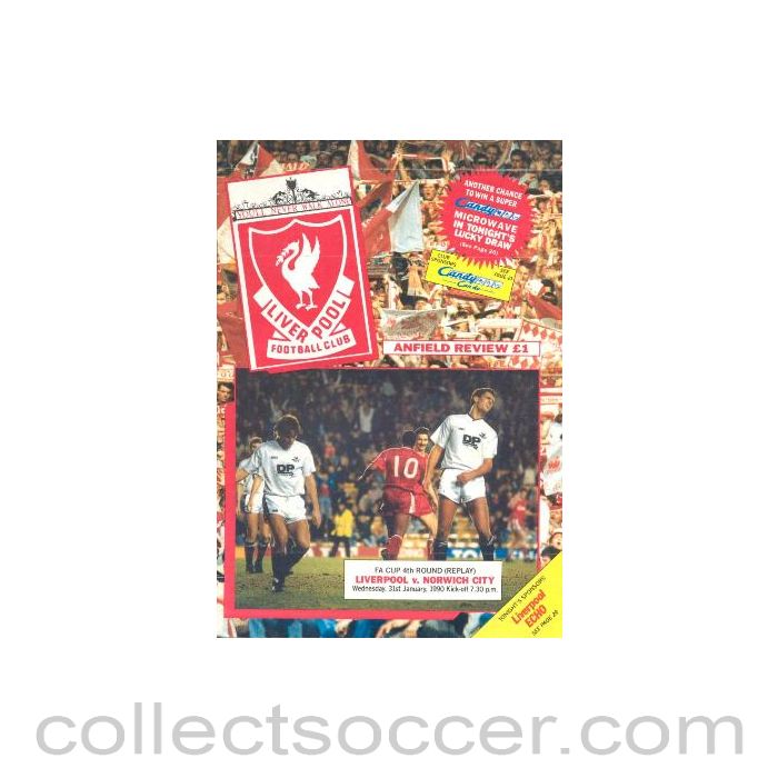 1990 - Liverpool v Norwich City official programme 31/01/1990