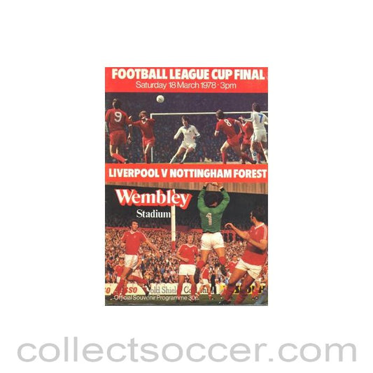 1978 League Cup Final Programme Liverpool v Nottingham Forest