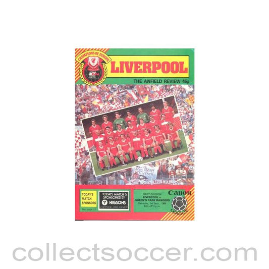 1984 - Liverpool v Queen's Park Rangers official programme 01/09/1984