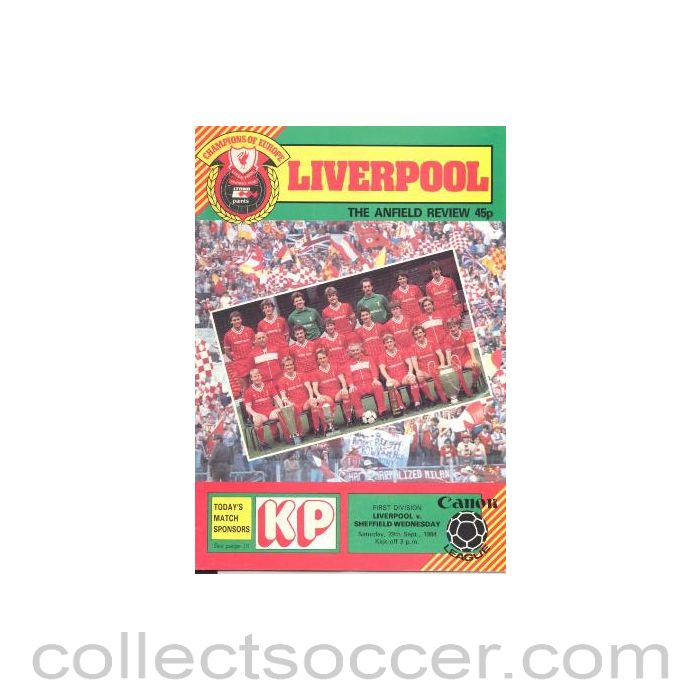 1984 - Liverpool v Sheffield Wednesday official programme 29/09/1984