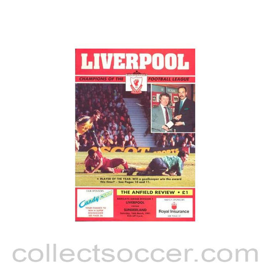 1991 - Liverpool v Sunderland official programme 16/03/1991