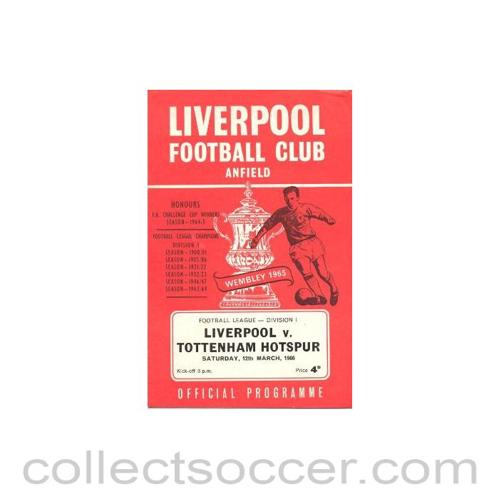1968 - Liverpool v Tottenham Hotspur official programme 12/03/1968