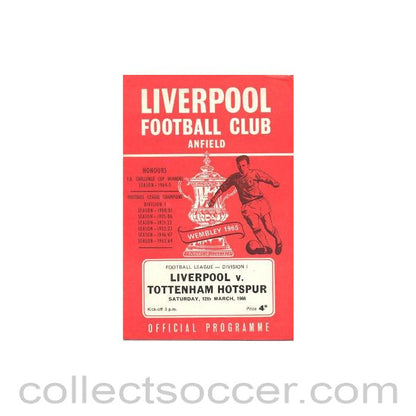 1968 - Liverpool v Tottenham Hotspur official programme 12/03/1968