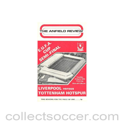 1973 - Liverpool v Tottenham Hotspur UEFA Cup Semi-Final programme 10/04/1973