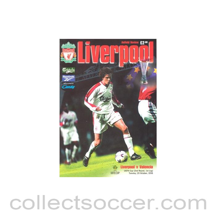 1998 - Liverpool v Valencia official programme 20/10/1998 UEFA Cup