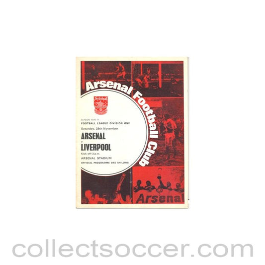 1970 - Arsenal v Liverpool official programme 28/11/1970