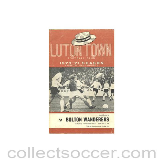1970 - Luton Town v Bolton Wanderers official programme 17/10/1970 Football League
