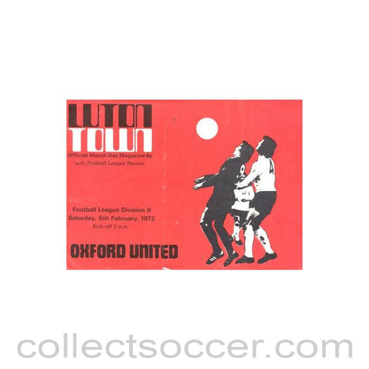 1972 - Luton Town v Oxford United official programme 05/02/1972 Football League