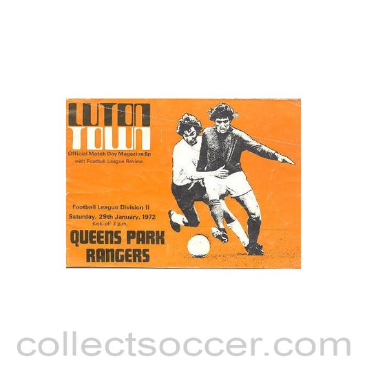 1972 - Luton Town v Queen's Park Rangers programme 29/01/1972