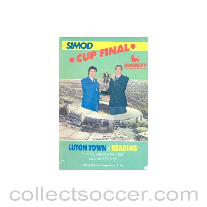1988 - 1998 Simod Cup Final Luton Town v Reading official programme 27/03/1988