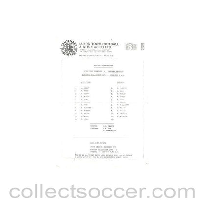 1985 - Luton Town Reserves vChelsea Reserves official programme 24/08/1985