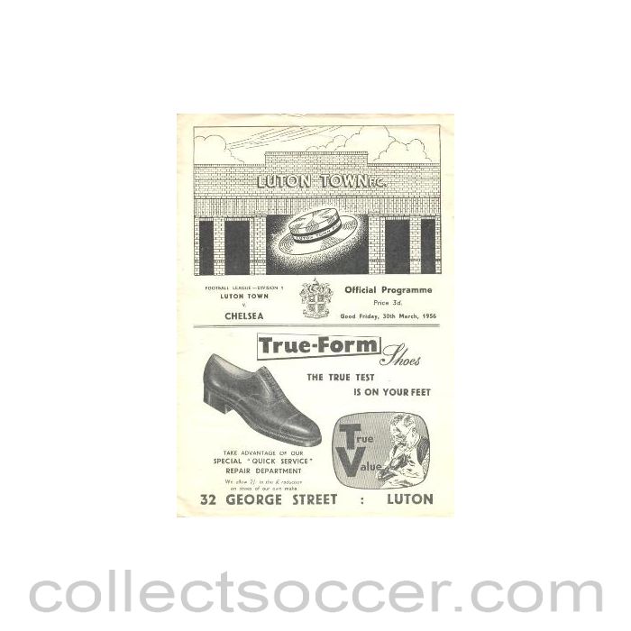 1956 - Luton Town vChelsea official programme 30/03/1956